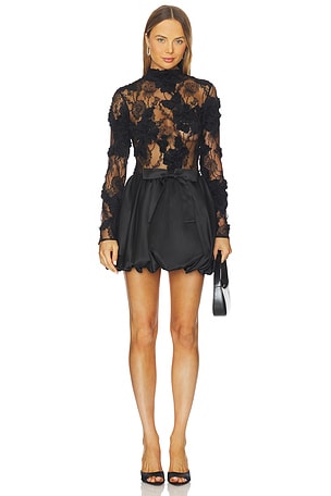 Jette Black Cocktail Dress Lace And Bubble Skirt AKNVAS